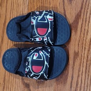 Toddler Super Slides, Warped Logos, Black
